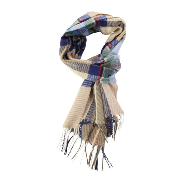 Dante Kasjmier Sjaal | Beige Jade Geblokt | www.pietkoopmans.nl