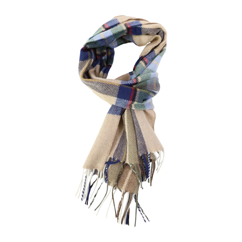 Dante Kasjmier Sjaal | Beige Jade Geblokt | www.pietkoopmans.nl