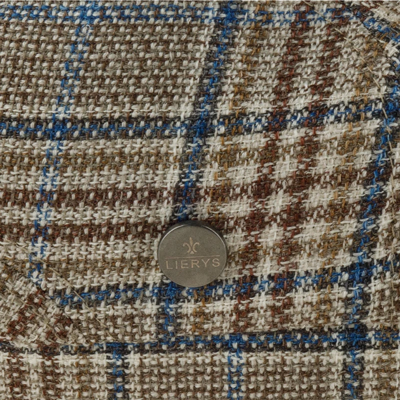 Lierys Zomer Flatcap | Camel Blauw Geruit | www.pietkoopmans.nl