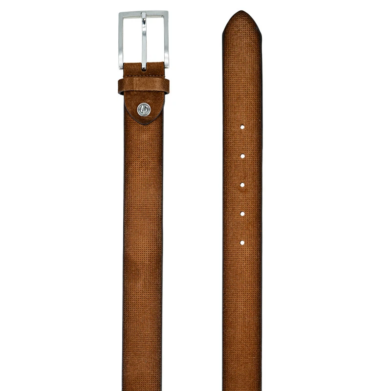 Lindenmann Suede Riem | Cognac | www.pietkoopmans.nl