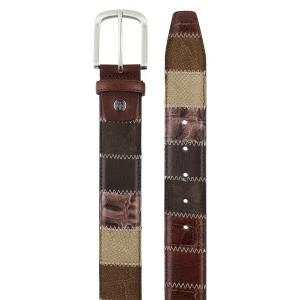 Lindenmann Lederen Patchwork Riem | Bruin