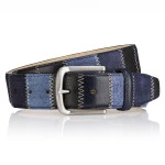 Lindenmann Lederen Patchwork Riem | Blauw | www.pietkoopmans.nl