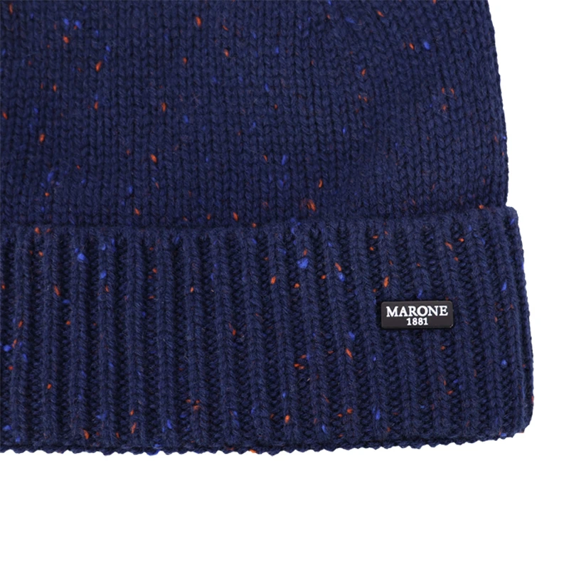 Marone Gebreide Wintermuts | Marine met Spikkels | www.pietkoopmans.nl