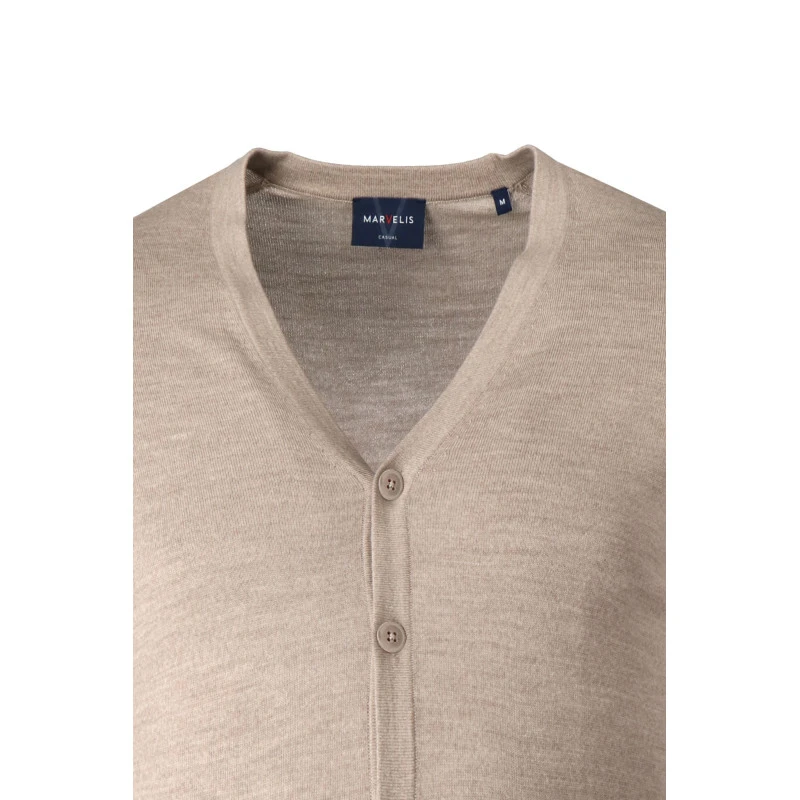 Marvelis Dun Gebreid Vest Knopen | Beige | www.pietkoopmans.nl