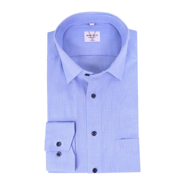 Marvelis Overhemd | Blauw Fijn Geruit | www.pietkoopmans.nl