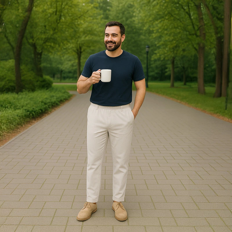 Piet Elastische Taille Zomer Broek | Domburg Grijs | www.pietkoopmans.nl