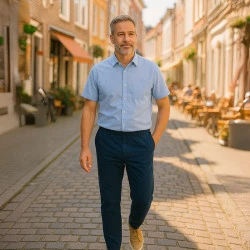 Piet Elastische Taille Broek | IJmuiden Blauw
