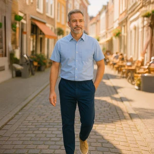 Piet Elastische Taille Broek | IJmuiden Blauw