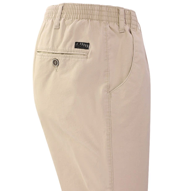Piet Elastische Taille Broek | IJmuiden Beige Lang | www.pietkoopmans.nl