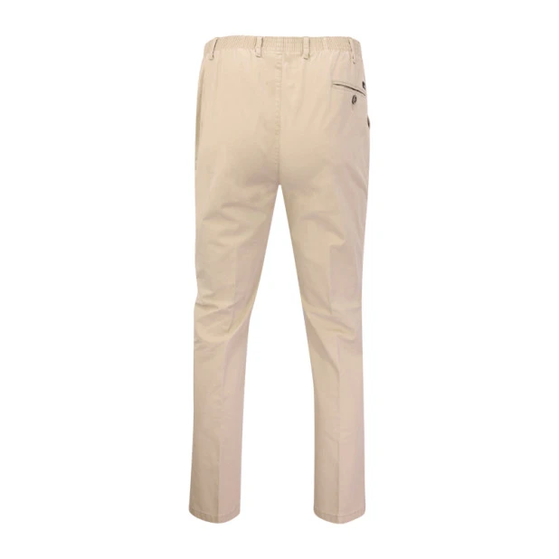 Piet Elastische Taille Broek | IJmuiden Beige Lang | www.pietkoopmans.nl
