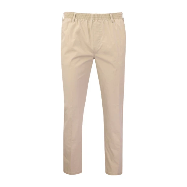 Piet Elastische Taille Broek | IJmuiden Beige Lang | www.pietkoopmans.nl