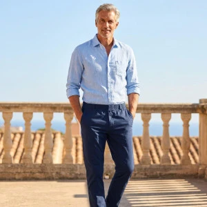 Piet Elastische Taille Broek | IJmuiden Blauw Lang