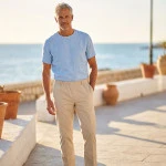 Piet Elastische Taille Broek | IJmuiden Beige Lang | www.pietkoopmans.nl