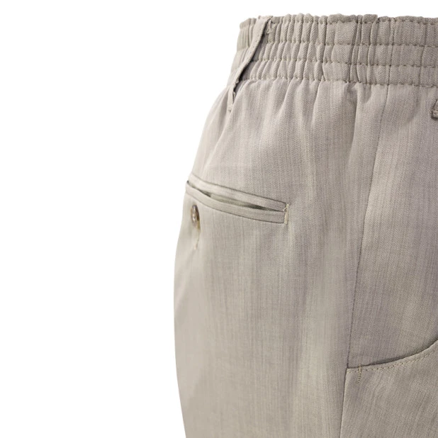 Elastische taille Pantalon | Zand | www.pietkoopmans.nl