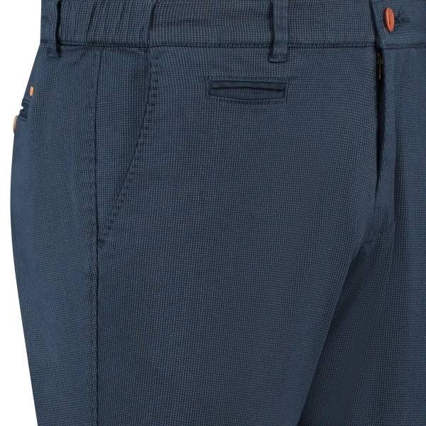 North84 Slim Fit Chino Herenbroek | Blauw met Dotstructuur  | www.pietkoopmans.nl