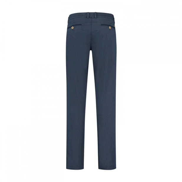 North84 Slim Fit Chino Herenbroek | Blauw met Dotstructuur  | www.pietkoopmans.nl