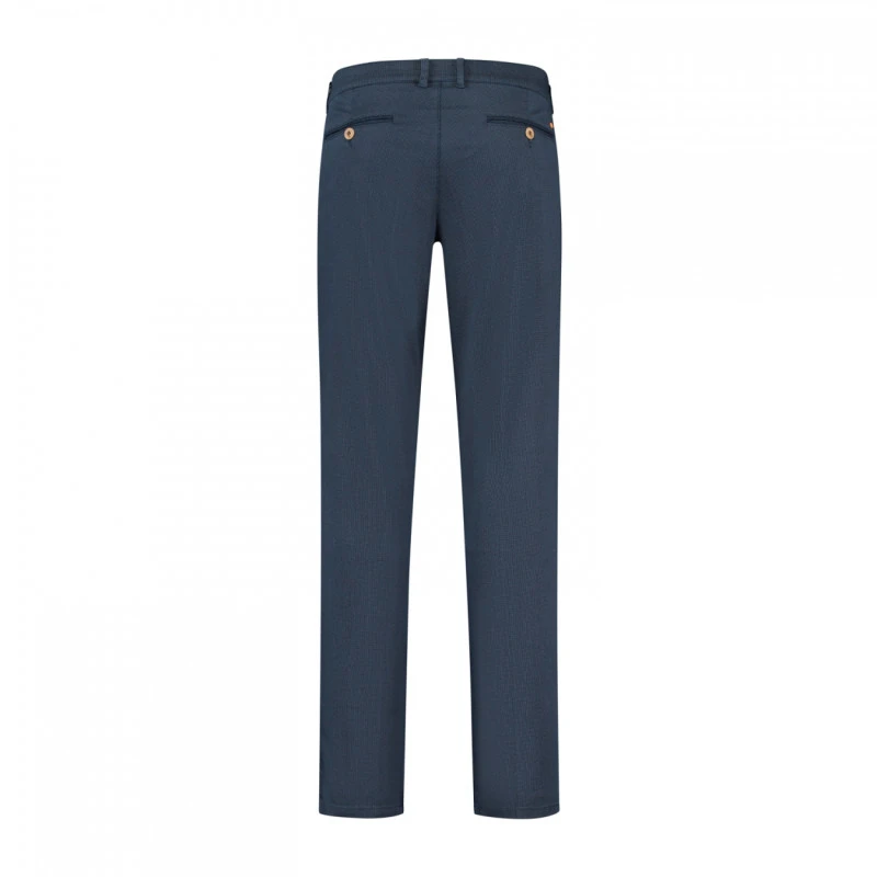 North84 Slim Fit Chino Herenbroek | Blauw met Dotstructuur  | www.pietkoopmans.nl
