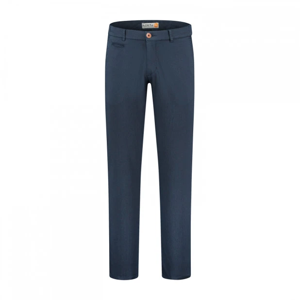 North84 Slim Fit Chino Herenbroek | Blauw met Dotstructuur  | www.pietkoopmans.nl