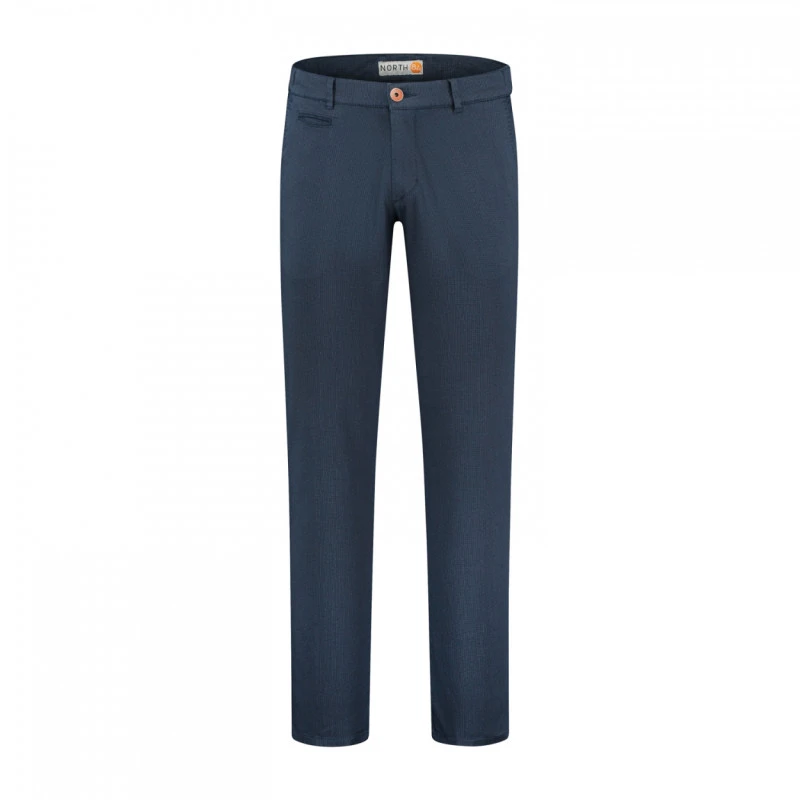 North84 Slim Fit Chino Herenbroek | Blauw met Dotstructuur  | www.pietkoopmans.nl