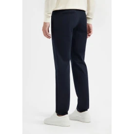 North84 Slim Fit Chino Herenbroek | Blauw met Dotstructuur