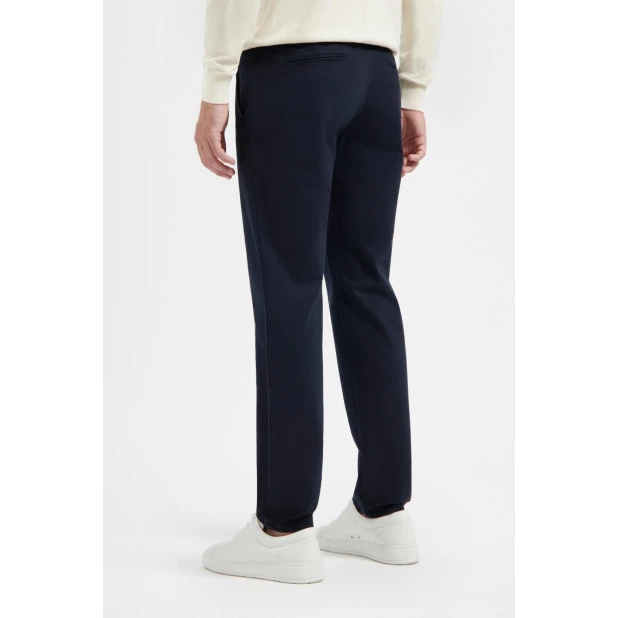 North84 Slim Fit Chino Herenbroek | Blauw met Dotstructuur  | www.pietkoopmans.nl