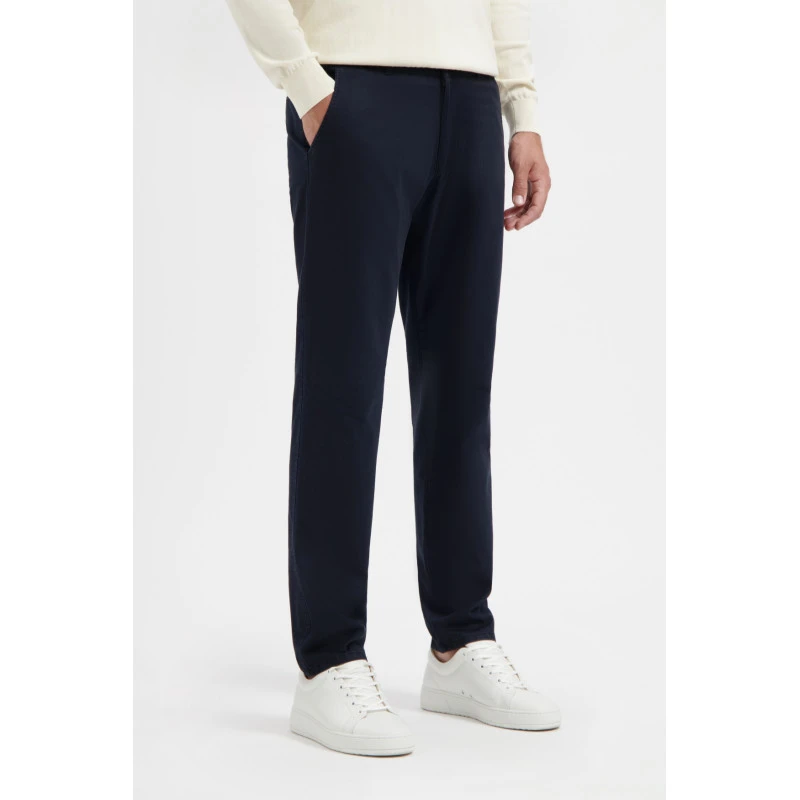 North84 Slim Fit Chino Herenbroek | Blauw met Dotstructuur  | www.pietkoopmans.nl