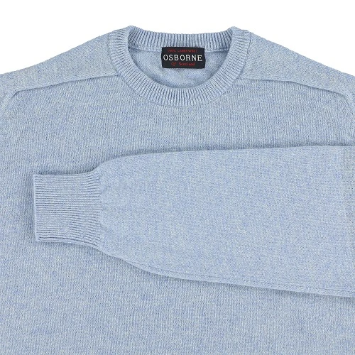 Osborne Trui  Lamswol Ronde Hals | Babyblue | www.pietkoopmans.nl