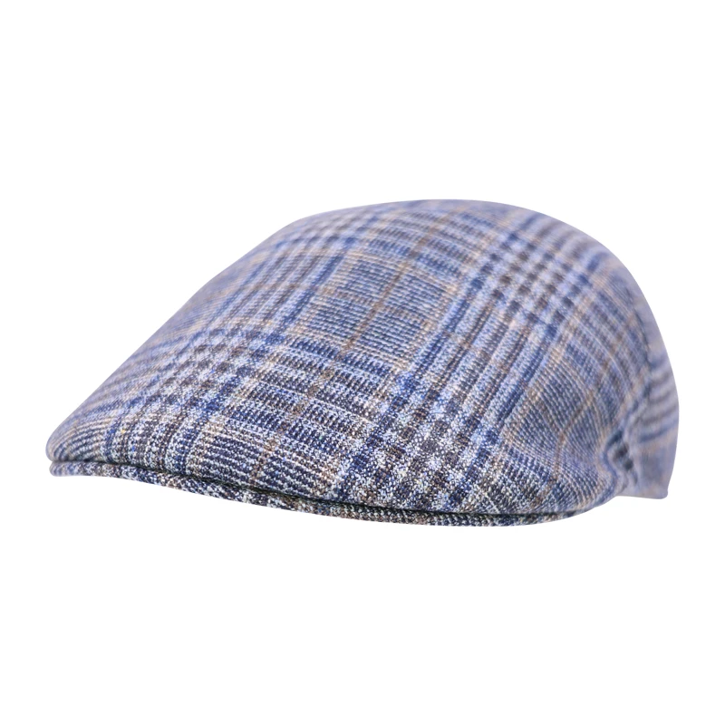 Flatcap Wol Zijde | Blauw Bruin Geruit | www.pietkoopmans.nl