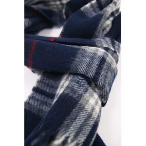 Shawl Wol Geweven | Marine Rood Geruit