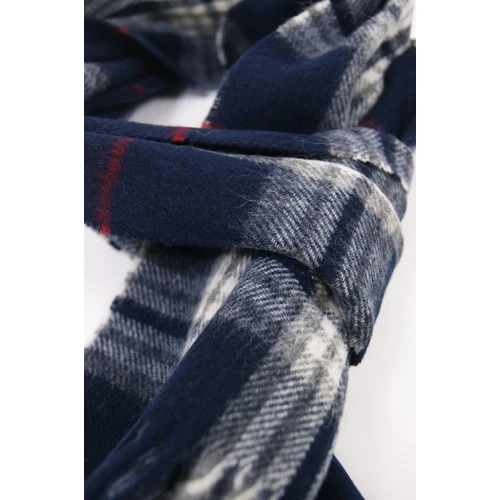 Shawl Wol Geweven | Marine Rood Geruit | www.pietkoopmans.nl