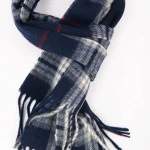 Shawl Wol Geweven | Marine Rood Geruit | www.pietkoopmans.nl