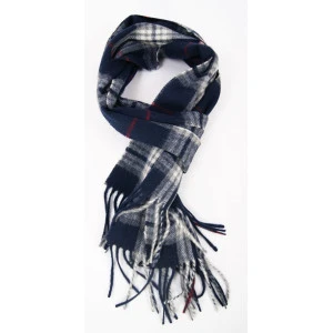Shawl Wol Geweven | Marine Rood Geruit