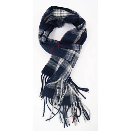 Shawl Wol Geweven | Marine Rood Geruit | www.pietkoopmans.nl