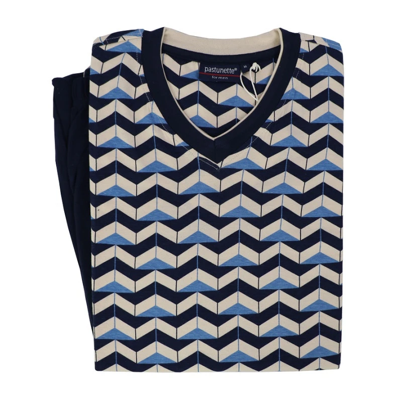 Pastunette Pyjama Tricot | Blauw  Print
