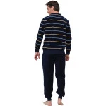 Pastunette Velours Pyjama | Marine Geel Gestreept | www.pietkoopmans.nl