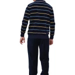 Pastunette Velours Pyjama | Marine Geel Gestreept | www.pietkoopmans.nl