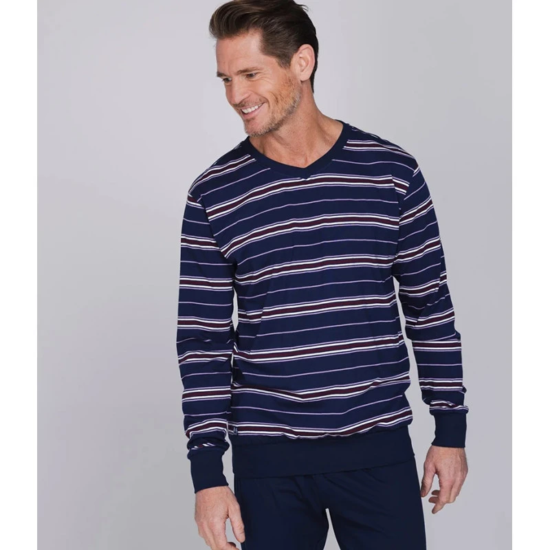 Pastunette Heren Tricot Pyjama | Marine Lila | www.pietkoopmans.nl