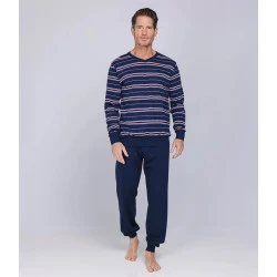 Pastunette Heren Tricot Pyjama | Marine Lila
