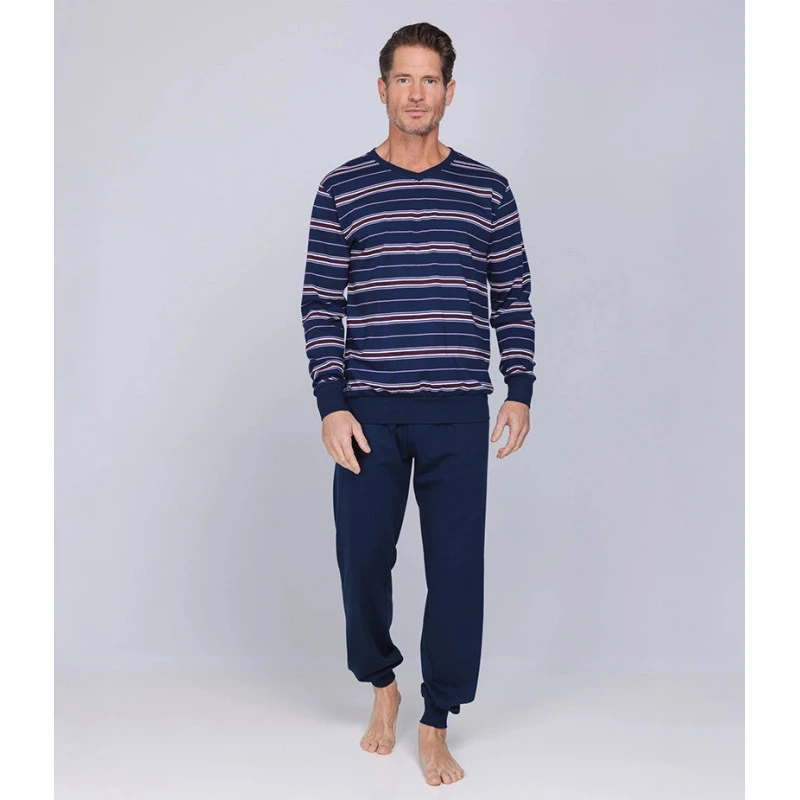 Pastunette Heren Tricot Pyjama | Marine Lila | www.pietkoopmans.nl