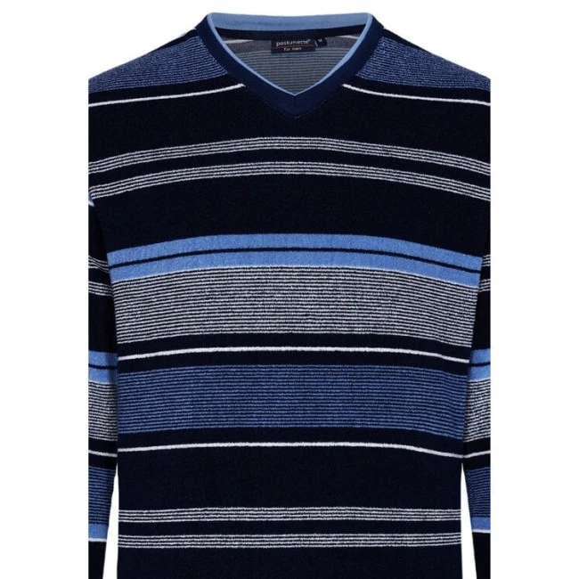 Pastunette Badstof Pyjama | Blauw Gestreept | www.pietkoopmans.nl