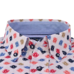 RB Boston Shirt Korte Mouw | Koraal Blauw Geprint