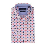 RB Boston Shirt Korte Mouw | Koraal Blauw Geprint | www.pietkoopmans.nl