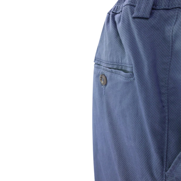 Piet Elastische Taille Broek | Lang Indigo Print | www.pietkoopmans.nl