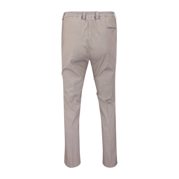 Piet Elastische Taille Broek | Lang Beige Print | www.pietkoopmans.nl