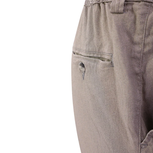 Piet Elastische Taille Broek | Lang Beige Print | www.pietkoopmans.nl
