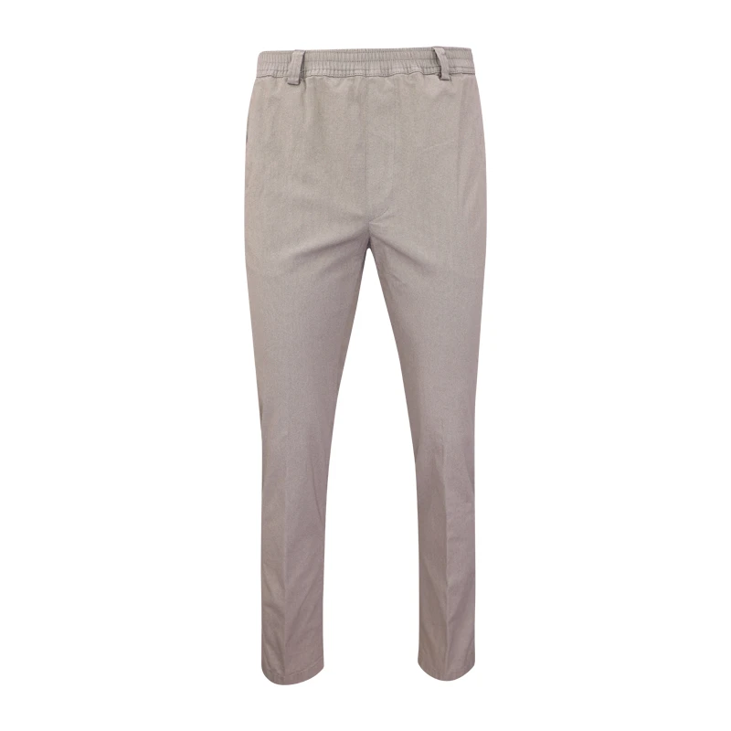 Piet Elastische Taille Broek | Lang Beige Print | www.pietkoopmans.nl