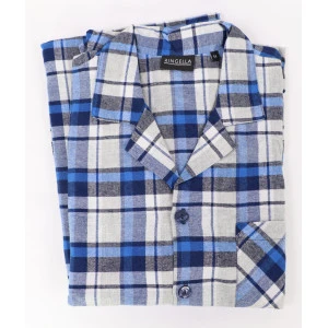 Ringella Pyjama Flanel | Jeansblauw Geblokt