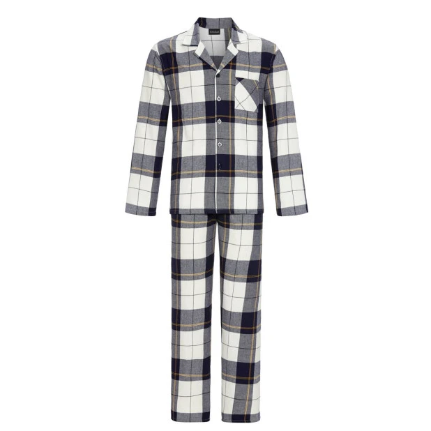 Ringella Pyjama Flanel | Marine Wit Geruit | www.pietkoopmans.nl