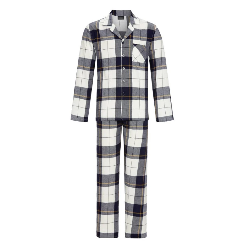 Ringella Pyjama Flanel | Marine Wit Geruit | www.pietkoopmans.nl