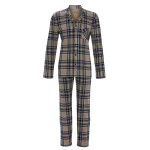 Ringella Pyjama Tricot  Doorknoop | Taupe Geruit | www.pietkoopmans.nl